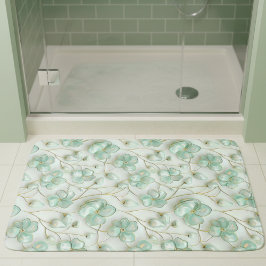 Green Gold Floral Bath Mat Badrumsmatta