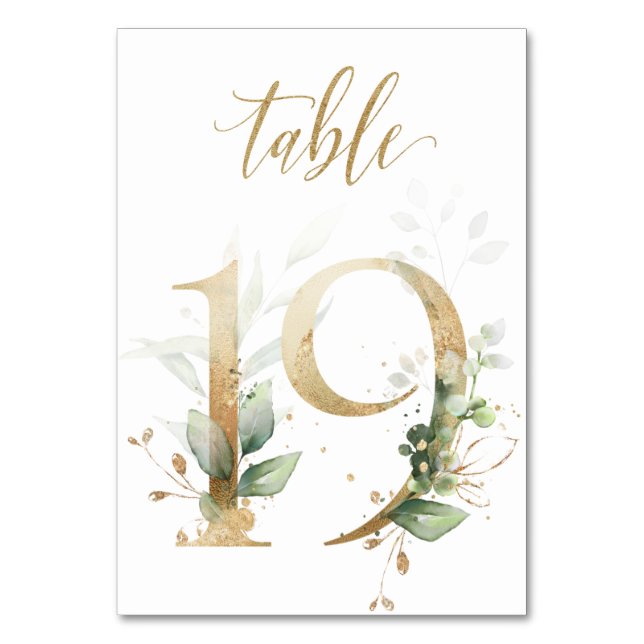 Green & gold foliage, Table 19, Table Number Bordsnummer (Framsidan)