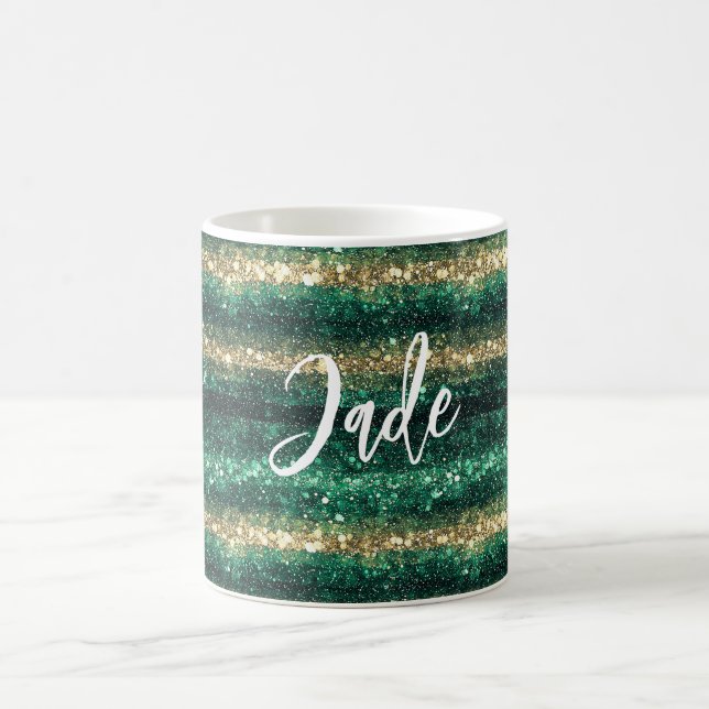 Green Gold Glitter Christmas Kaffemugg (Center)