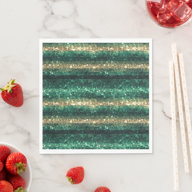 Green Gold Glitzy Glitter St. Patrick's Day   Pappersservett (Insitu)