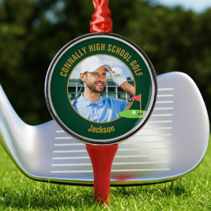 Green Gold Golfer Foto Högstadgolflag Julgransprydnad Metall
