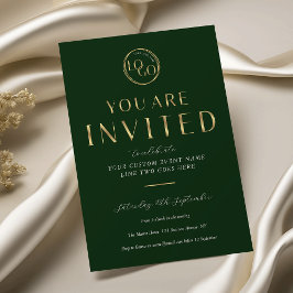 Green & Gold Logo Elegant Business Event Gala Inbjudningar