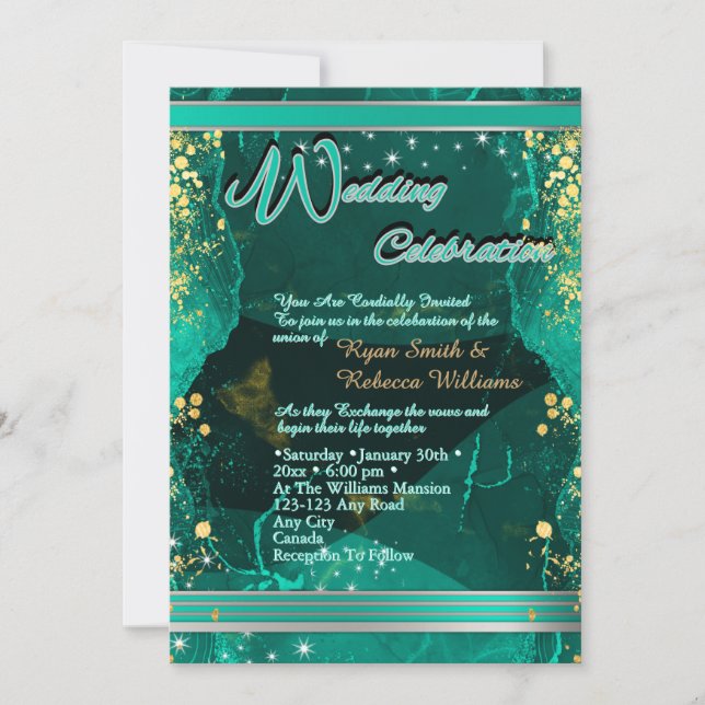Green & Gold Marble Flat Card  (Framsida)