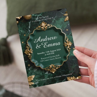 Green Gold Marble Wedding Invitation Inbjudningar