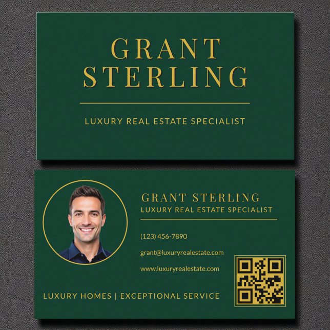 Green Gold Real Estate Agent QR Code Visitkort (Skapare uppladdad)