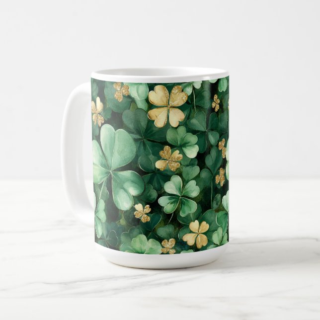 Green Gold Shamrocks St. Patrick's Day   Kaffemugg (Framsida vänster)