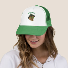 Green Gold Skul Fedora Hat St.Patricks Day Trucker Keps
