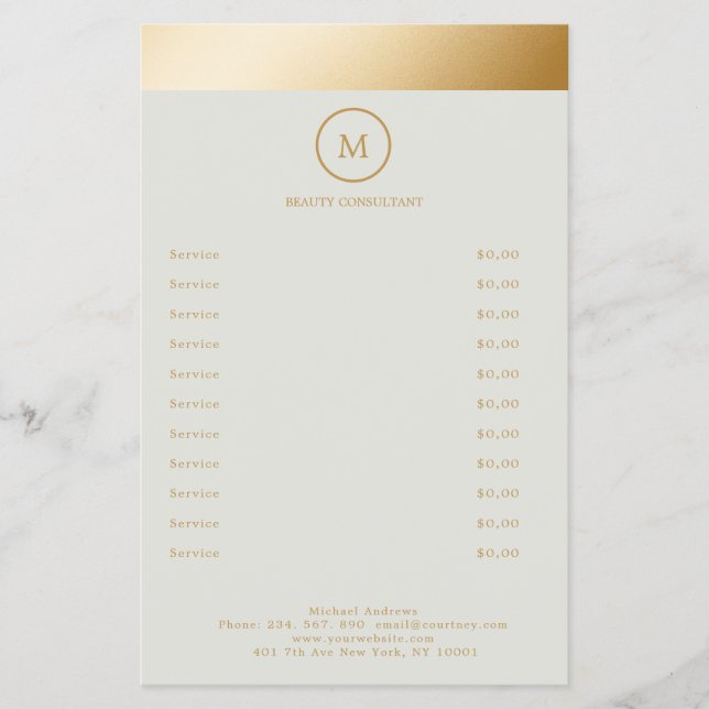 Green Gold Stripe Monogramm Circle Flyer (Framsidan)