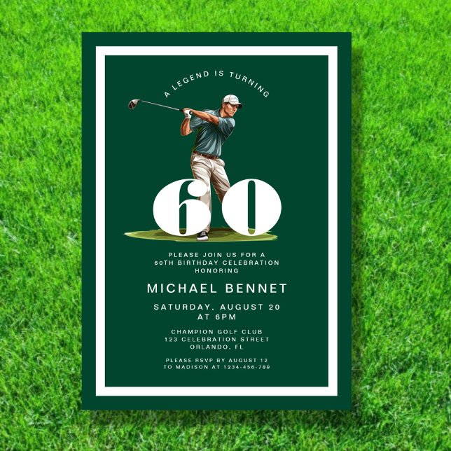 Green Golf 60th Birthday Invitation Inbjudningar (Green Golf 60th Birthday Invitation)