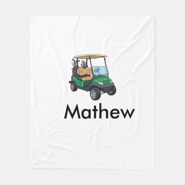 Green golf car name man sports boy gifts letter  fleecefilt (Framsidan)