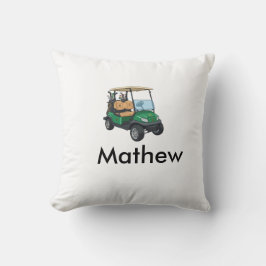 Green golf car name man sports boy gifts letter  kudde