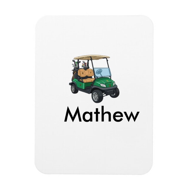 Green golf car name man sports boy gifts letter  magnet (Vertikal)