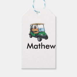 Green golf car name man sports boy gifts letter  presentetikett