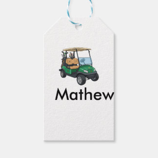 Green golf car name man sports boy gifts letter  presentetikett