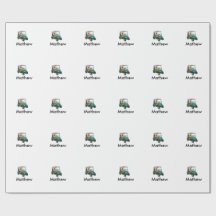 Green golf car name man sports boy gifts letter 