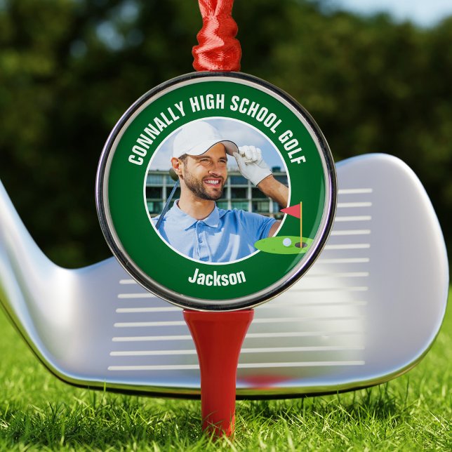 Green Golfer Photo High School Golf Team Christmas Julgransprydnad Metall (Skapare uppladdad)