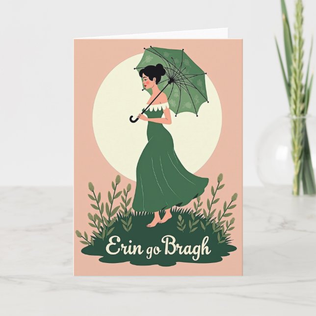 Green Gown Woman Profile Art Card Kort (Framsida)