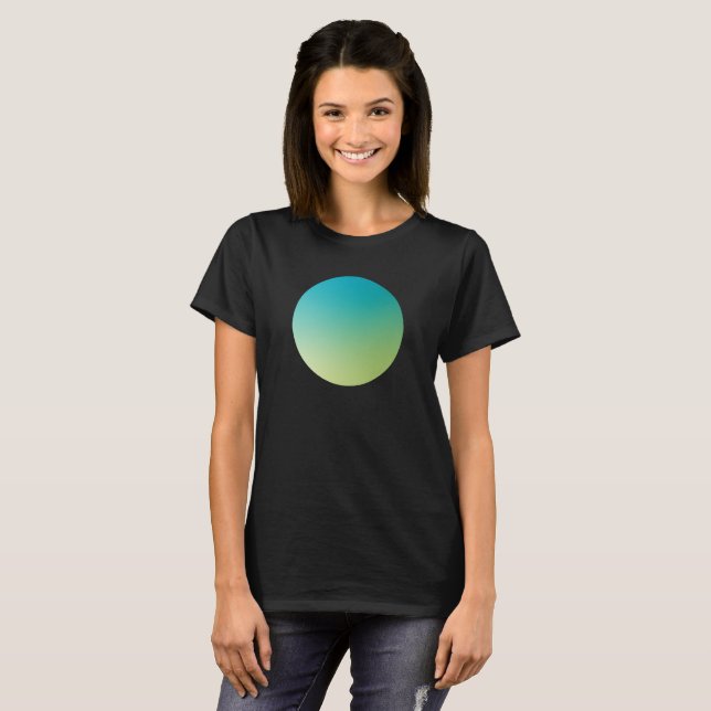 Green Gradient Circle Vignette Abstract Design T Shirt (Hel framsida)
