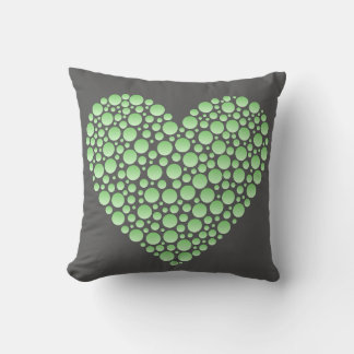 Green Gradient Heart Circles – Dark Grey Minimal Kudde