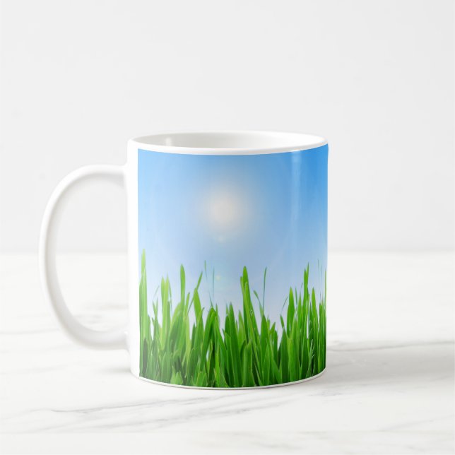 Green Grass And Sky Banner Kaffemugg (Vänster)