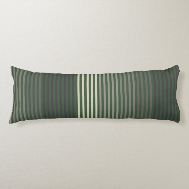 Green, Gray, Black, Cream Stripes Kroppskudde (Framsidan)