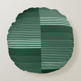 Green, Gray, Black, White Stripes Rund Kudde