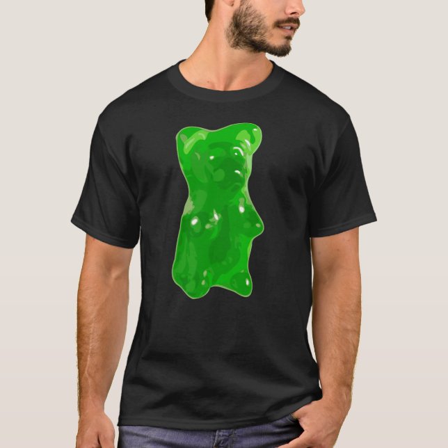 Green Gummy Bear Candy T Shirt (Framsida)