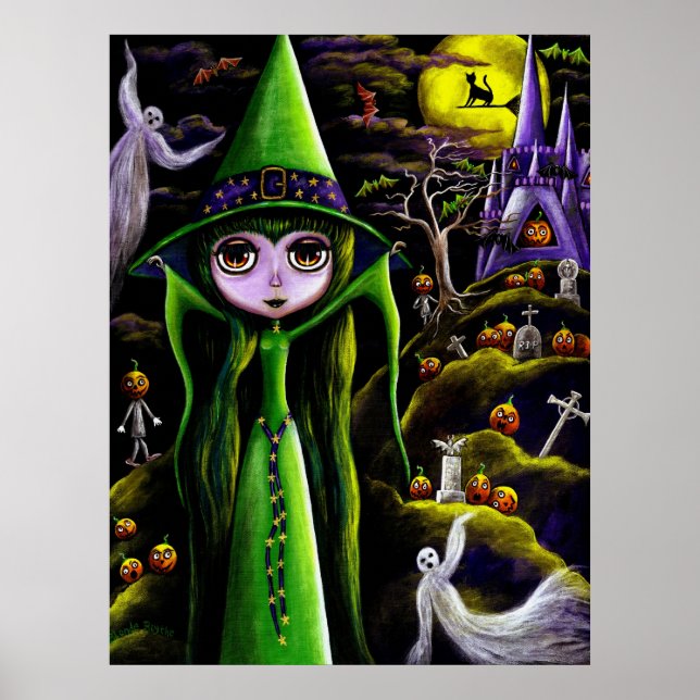 Green Halloween Witch Poster (Framsidan)