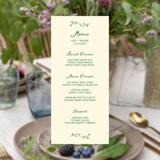 Green Handwritten Wedding Menu Meny (Skapare uppladdad)