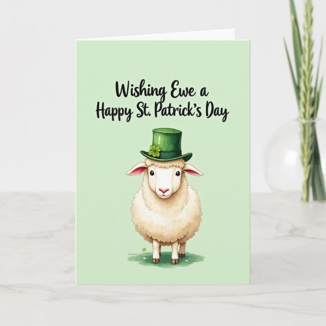 Green Hat Sheep Happy St Patricks Card Kort (Framsida)