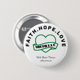Green Heart Bile Duct Cancer Awareness Button Knapp