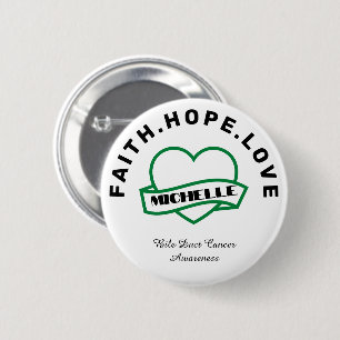 Green Heart Bile Duct Cancer Awareness Button Knapp