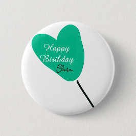 Green heart happy birthday white black balloon kid knapp