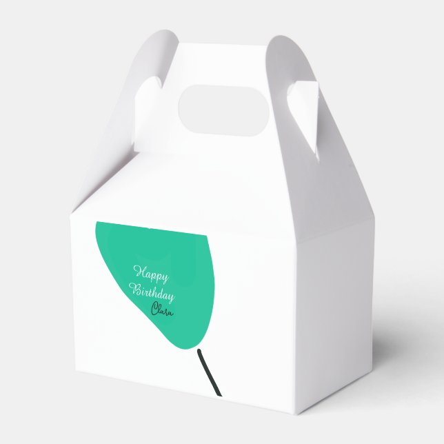 Green heart happy birthday white black balloon kid presentaskar (Framsidan Sidan)