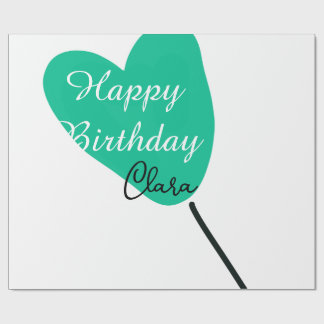 Green heart happy birthday white black balloon kid presentpapper