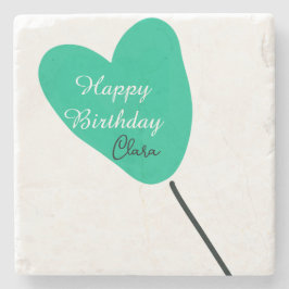 Green heart happy birthday white black balloon kid stenunderlägg