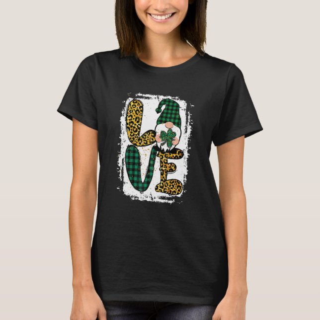 Green Heart Love Shamrock Irish Leprechaun St Patr T Shirt (Framsida)