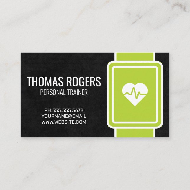 Green Heart Monitor | Personlig Tränare Visitkort (Framsida)