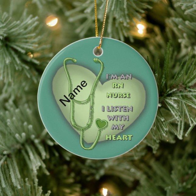 Green Heart RN Registered Nurse Julgransprydnad Keramik (Träd)