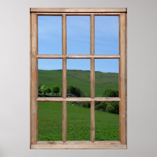 Green Hill View from a Window Poster (Framsidan)
