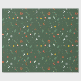 Green Holiday Foliage, Reindeer, & Ornaments Paper Presentpapper