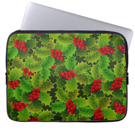 Green Holly with Red Berries Laptop Fodral