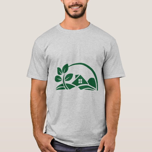 Green House Leaf Eco Friendly Home Nature T-Shirt (Framsida)