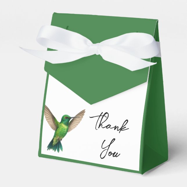 Green Hummingbird Leafy Botanical Border Wedding Presentaskar (Framsidan Sidan)