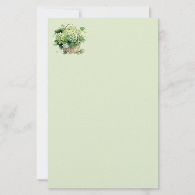 Green Hydrangea Stationery Paper Brevpapper (Framsida)