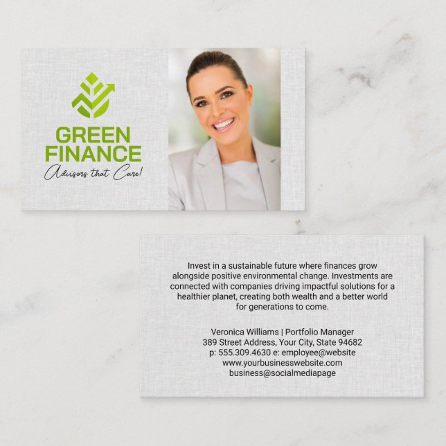 Green Investing Logo | Financial Advisor Visitkort (Fram/baksida)
