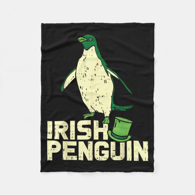 Green Irish Penguin Cute St Patricks Day Animal Lo Fleecefilt (Framsidan)