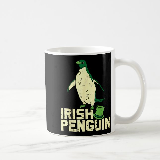 Green Irish Penguin Cute St Patricks Day Animal Lo Kaffemugg (Höger)