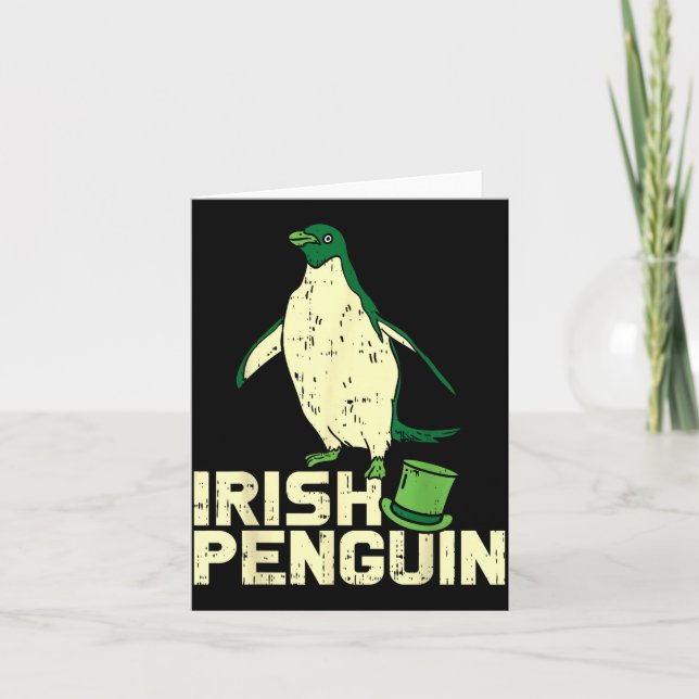 Green Irish Penguin Cute St Patricks Day Animal Lo Kort (Framsida)