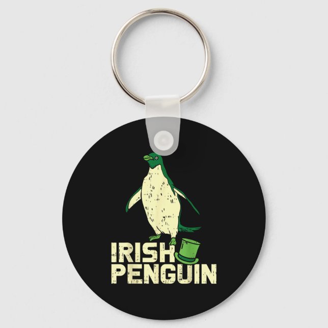 Green Irish Penguin Cute St Patricks Day Animal Lo Nyckelring (Framsida)